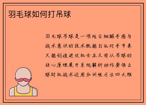 羽毛球如何打吊球